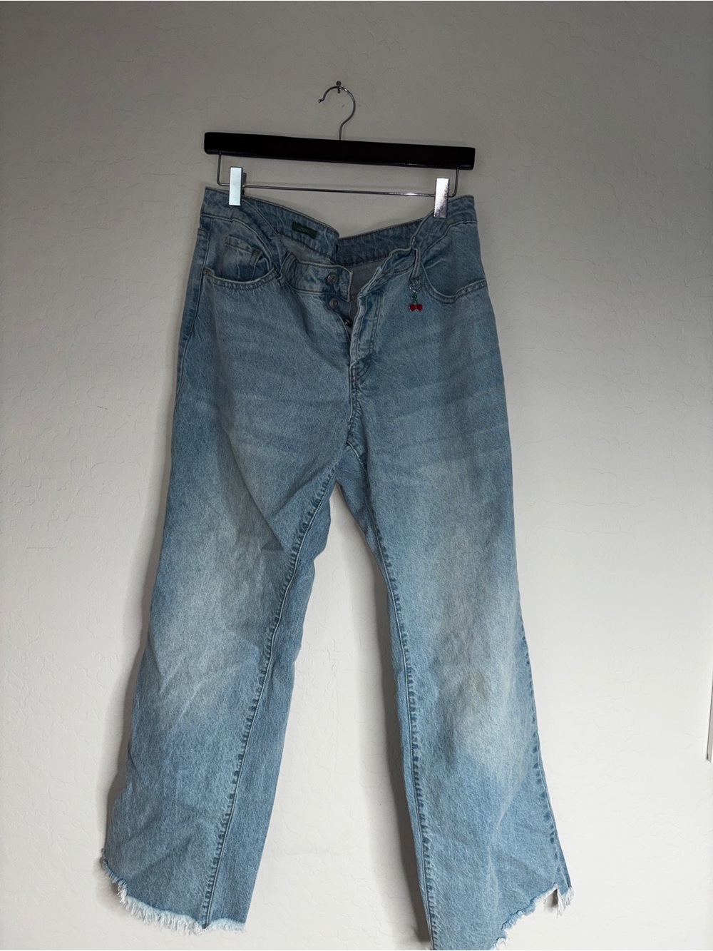 wild fable Light Blue Straight-Leg Jeans with Cherry Embroidery
